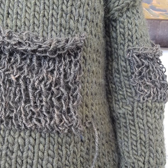Wool winter set, army green, sweater with matching hat and tubular scarf, - Picture 5 of 11